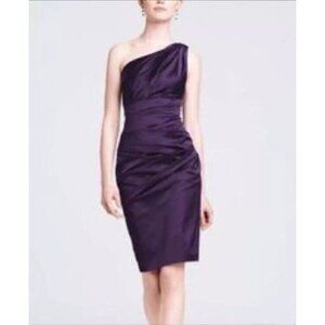 David's Bridal Dress Size 2 Women’s Purple One-Shoulder Stretch Satin New